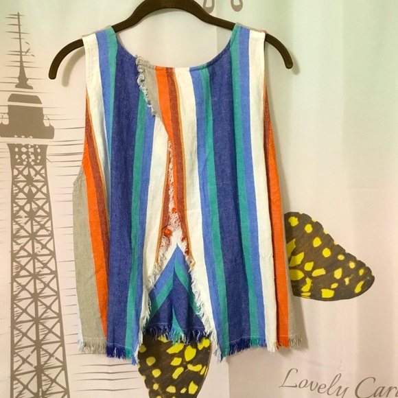 💥3/$20 Indigo Rein from Francesca’s~Striped Open Back Linen Tank Top~NWOT~XL - Picture 6 of 8